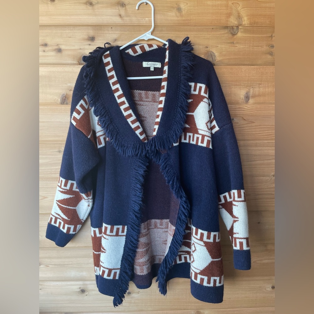 Blue/Brown Cocogiò Aztec Cardigan